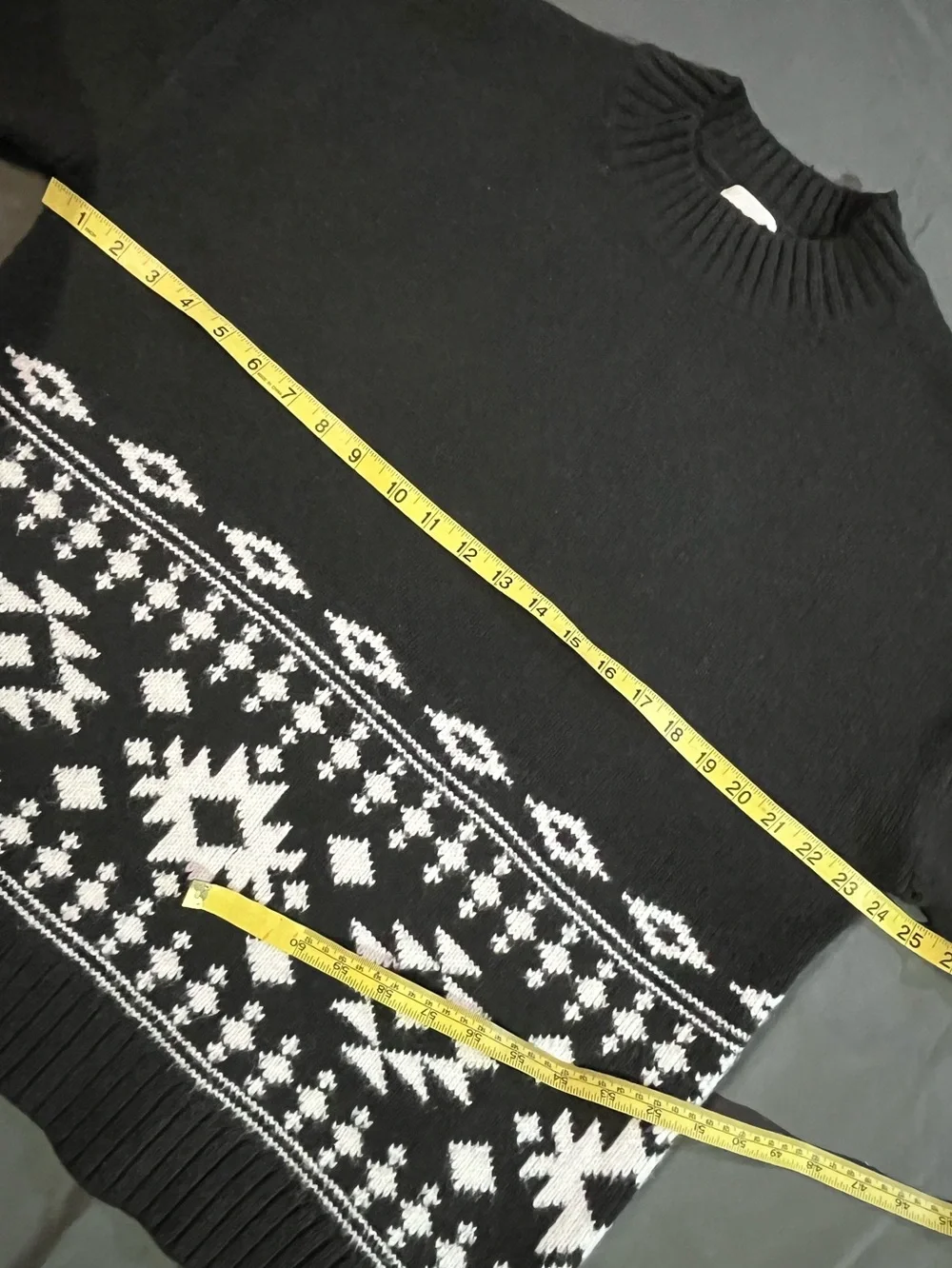 H&M Jacquard Fair Isle Sweater, Dark Grey/White, Sz S